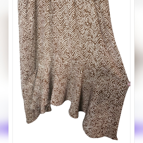 Maurices Brown Cream Smock Mock Neck Halter Sleeveless Asymmetrical Dress XS Mid - Picture 7 of 11